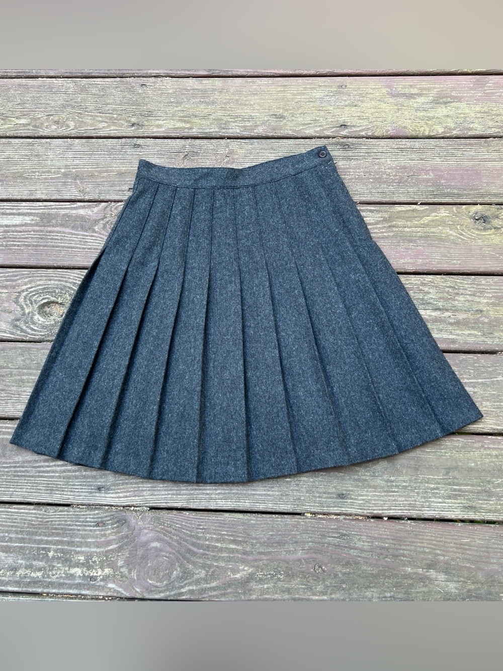 Sag Harbor Womens School Girl Pleated Minimalist Charcoal Wool Blend Skirt|Sz:12